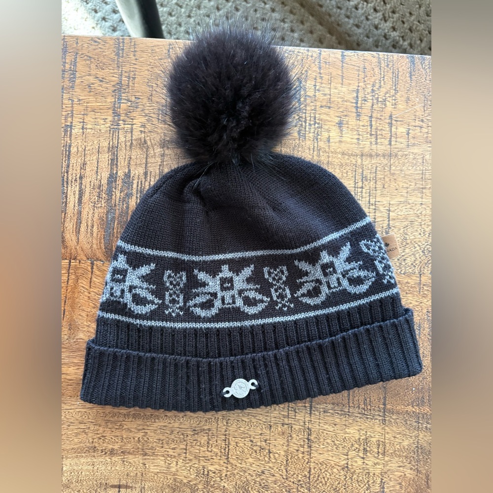 Harridans 50% Merino wool Black and Gray Beanie